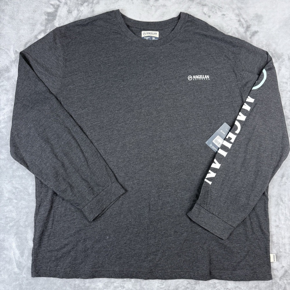 Magellan t-shirt Outdoors Men's Grotto Falls Long Sleeve In Charcoal Size M New